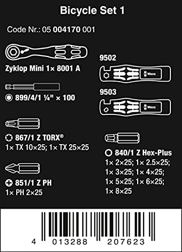 Wera 05004170001 Bicycle Set 1, juego de carraca, bicicleta, 14 piezas