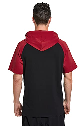 Westkun Sudaderas con Capucha para Hombre Deportiva Camiseta de Manga Corta Deporte Sudadera Casual Corriendo Pull-Over Tops(Rojo,XL)