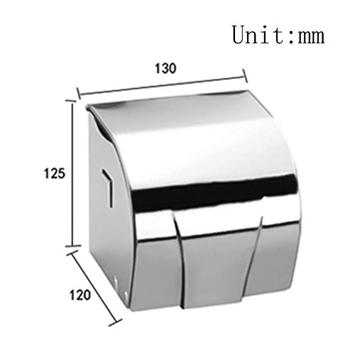 WHLMYH Papel Higiénico Holder Roll, Toalla de Papel de Almacenamiento de Soporte de Caja Del Tejido de Pared de Acero Inoxidable 304 Cerrado Rollo Titular de Instalación Del Sacador/a/130X120X125Mm