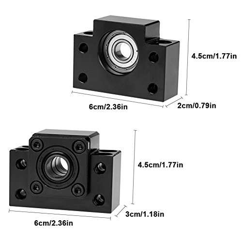 Wifehelper Soportes de Rodamiento Un Juego de Soportes de Extremo Lateral Flotante Fijo Soportes de Alojamiento de Rodamientos para Tornillo de Bola de 12 mm de Diámetro