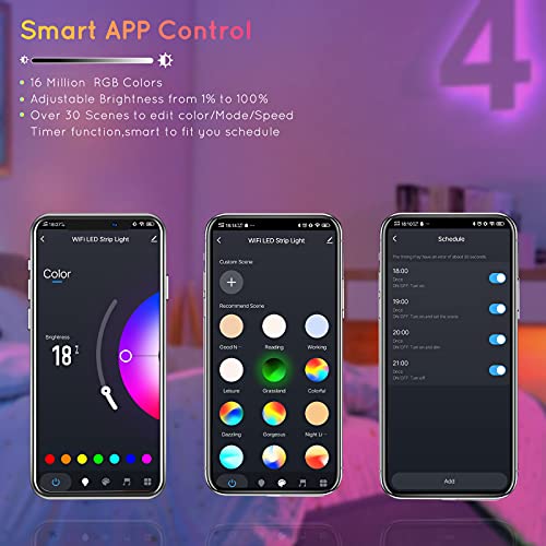 Wifi Tira LED 15M, WEILY 15m Color flexible que cambia el control del teléfono RGB Tira de luz llevada inteligente Tiras LED Funciona con Alexa