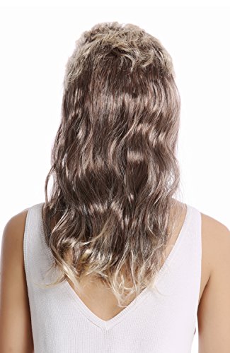 WIG ME UP- H20-P02/P70TP4 Peluca Mujer Hombre Halloween Carnaval Mullet Largo cardado Rayas Marron Rubio 80s Pacorro macarra