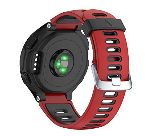 WIIKAI Compatible con Garmin Forerunner 735XT，630，620，235，230，220 Correas para Relojes, Correa de Pulsera de Reemplazo(Rojo + Negro).