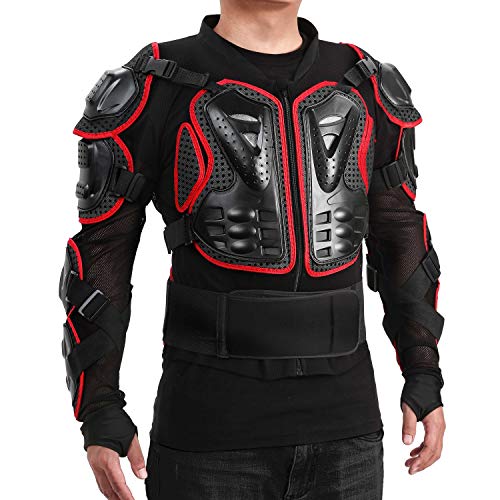 WILDKEN Chaqueta de Protección para Motocross Motos Ropa Protectora de Cuerpo Armadura Completo Profesional de Motocicleta Deportiva para Hombres Columna Vertebral Hombro Mujer Pecho (Rojo, L)