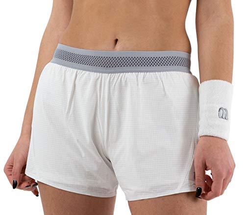 Wilson Mujer, W UL KAOS TWIN 3.5 SHORT, Pantalón corto de tenis, Nailon/Elastano, Blanco, Talla L, WRA780802