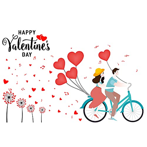 Winhappyhome Diente de león Día de San Valentín Bicicletas Amantes patrón pared arte etiqueta para dormitorio tienda nupcial