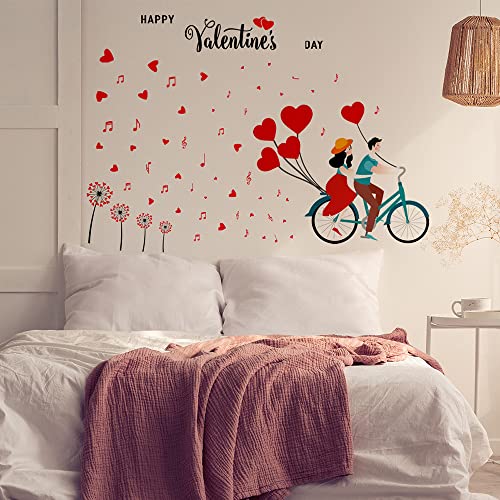 Winhappyhome Diente de león Día de San Valentín Bicicletas Amantes patrón pared arte etiqueta para dormitorio tienda nupcial