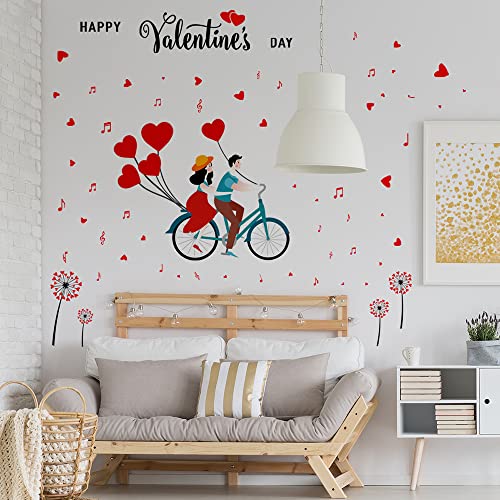 Winhappyhome Diente de león Día de San Valentín Bicicletas Amantes patrón pared arte etiqueta para dormitorio tienda nupcial