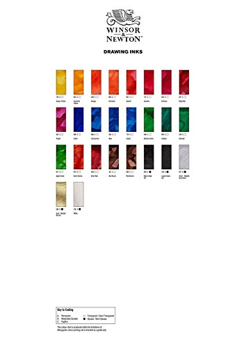 Winsor & Newton Tinta para Dibujo Drawing Ink - frasco de 30ml cuenta gotas, tinta china negra, indian ink, resistente al agua y la luz