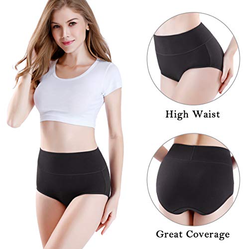 wirarpa Braguitas Culotte Algodón para Mujer Bragas de Cintura Alta Cómodo Faja Reductora Ajustan Pack de 5 Talla 38