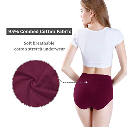 wirarpa Braguitas Culotte Algodón para Mujer Bragas de Cintura Alta Cómodo Faja Reductora Ajustan Pack de 5 Talla 38