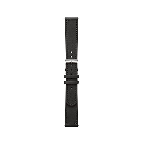 Withings Pulseras deportivas de piel de calidad para los relojes Steel HR, Steel HR Sport, Move ECG, Move y Steel, Negro - Hebilla plateada - Curva, Cuero 20 mm [Exclusiva Amazon]