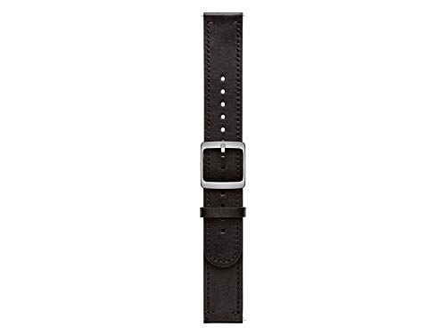 Withings Pulseras deportivas de piel de calidad para los relojes Steel HR, Steel HR Sport, Move ECG, Move y Steel, Negro - Hebilla plateada - Curva, Cuero 20 mm [Exclusiva Amazon]