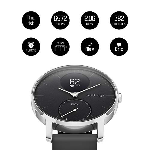 Withings Steel HR - Reloj inteligente híbrido con seguimiento de la actividad por GPS, control de la frecuencia cardíaca, seguimiento del sueño, sumergible y con una autonomía de 25 días