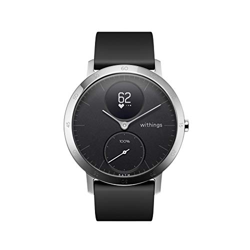 Withings Steel HR - Reloj inteligente híbrido con seguimiento de la actividad por GPS, control de la frecuencia cardíaca, seguimiento del sueño, sumergible y con una autonomía de 25 días