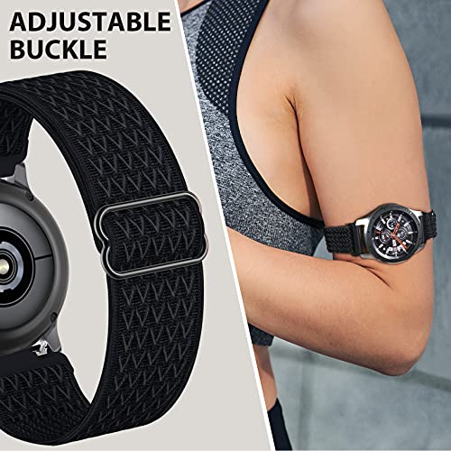 Wizvv Nylon Elastic Correas Pulsera de Repuesto compatibles con Samsung Galaxy Watch 4 Active 2 44 mm 40 mm 42mm Galaxy Watch 3 41 mm Amazfit Garmin 20 mm Hombres Mujeres