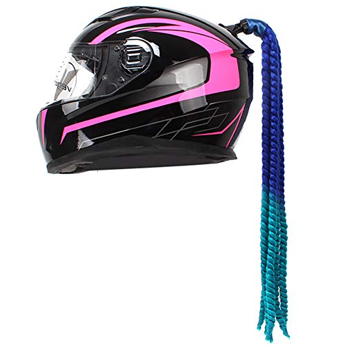 WLXW Casco de pelo con coletas de pigtails, rampa de degradado, trenzas, coleta con ventosa para motocicleta y bicicleta, 1 unidad de 27.5 pulgadas, color degradado, B