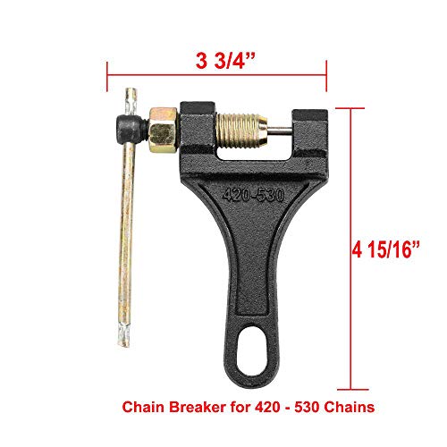 Wobekuy Cadena de moto 420 con ruedas estándar 420, cadena de 132 eslabones + cadena de interrupción para 110 cc y 125 cc de suciedad para bicicleta ATV Quad Go Kart Roller bicicleta