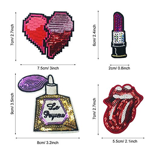 Woohome Patch Sticker, 9 Pz Purple Red Parche Termoadhesivo, Estilo Surtido Parche de Hierro en Parches para Ropa, Mochila, Gorras, Repara El Palo de Agujero