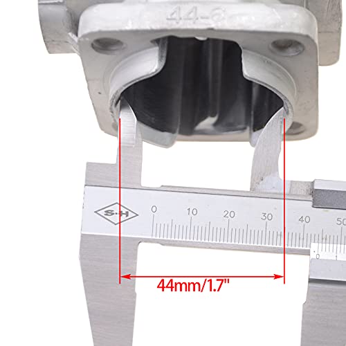 WOOSTAR 44mm Big Bore Cilindro con Pistón Kit y Juntas y Bujía Reemplazo para 2 Tiempos 43cc 47cc 49cc Mini China ATV Quad Pocket Bike Gas Scooter