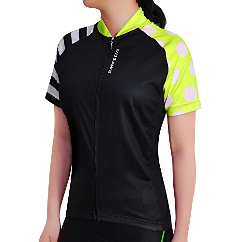 WOSAWE Camiseta de ciclismo para mujer con diseño de lunares y rayas que absorbe la humedad y manga corta, forro polar verde con licencia oficial de star wars silent one crew., Medium