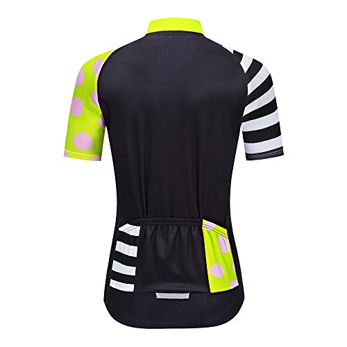 WOSAWE Camiseta de ciclismo para mujer con diseño de lunares y rayas que absorbe la humedad y manga corta, forro polar verde con licencia oficial de star wars silent one crew., Medium