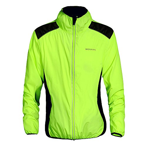 WOSAWE OSAWE Chaqueta de Ciclismo Hombre/Mujer Ultra-Light MTB Chaqueta Transpirable De Alta Visibilidad Bicicleta Ropa Verde S