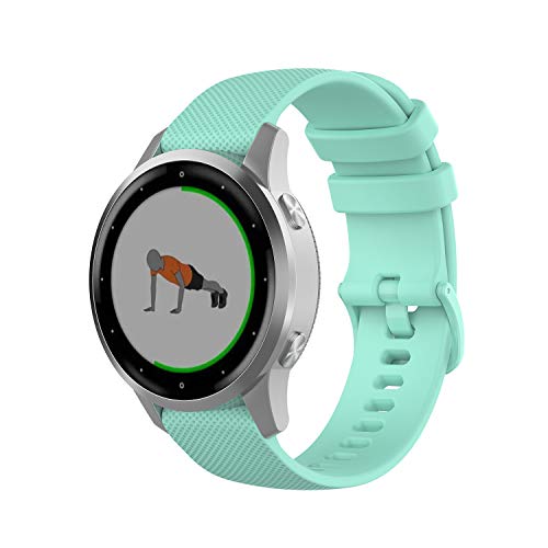 Wownadu 18MM Correa Compatible para Garmin Vivoactive 4S, Compatible para Garmin Vivomove 3S Correa Mujer Hombre Pulsera Recambio Sport Silicona Band Verde azulado (sin Reloj)