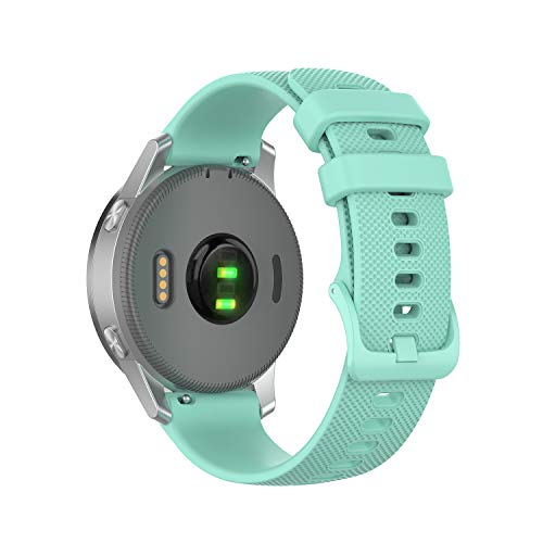 Wownadu 18MM Correa Compatible para Garmin Vivoactive 4S, Compatible para Garmin Vivomove 3S Correa Mujer Hombre Pulsera Recambio Sport Silicona Band Verde azulado (sin Reloj)