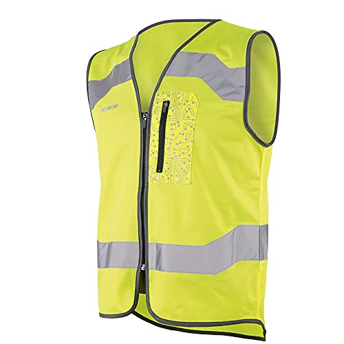 WOWOW Drone Jacket - Chaleco Reflectante de Seguridad para Adulto, Color Amarillo, Talla M