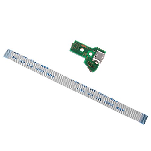 WOWOWO Reemplace la Placa del Puerto de Carga USB para el Controlador PS4 JDS-040 con Cable Flexible de 12 Pines