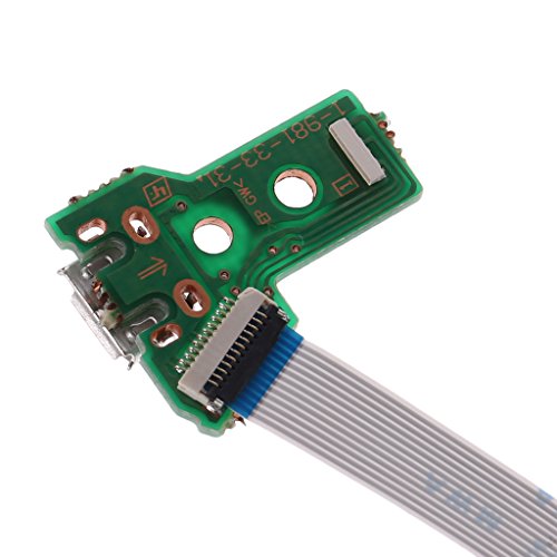 WOWOWO Reemplace la Placa del Puerto de Carga USB para el Controlador PS4 JDS-040 con Cable Flexible de 12 Pines