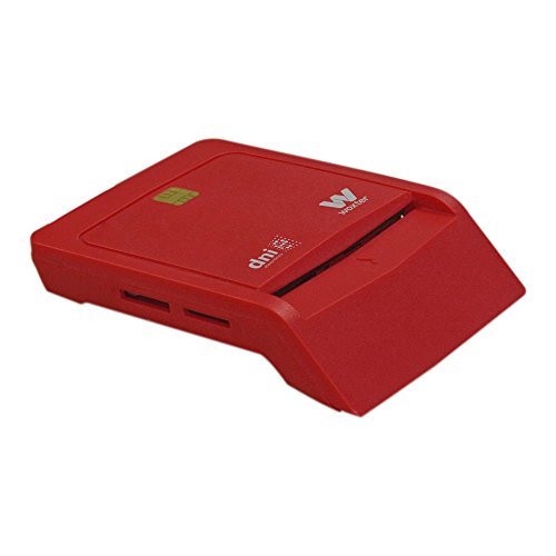 Woxter Lector Dni Combo - Lector DNI electrónico, Compatible con Las Tarjetas Smart Cards o Tarjetas Inteligentes, con 3 Ranuras para Tarjetas, Color Rojo