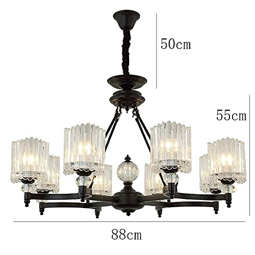 WQERLC Lámpara, Luz Colgante, Luz de Techo de Araña, Cristal Nordic Moderno Moderna Ajustable Ajustable Ajuste Ing Fixto para Comedor Cocina de la Caja/Black/8 S
