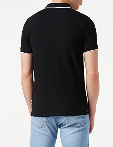 Wrangler Pique Camisa Polo, Negro (Black 100), Medium para Hombre