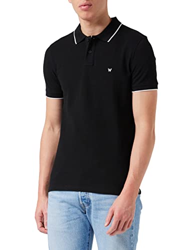 Wrangler Pique Camisa Polo, Negro (Black 100), Medium para Hombre