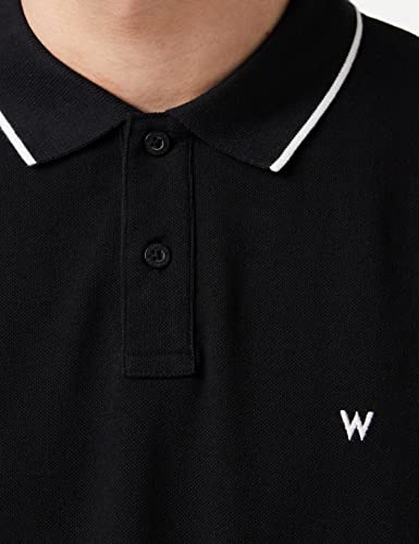 Wrangler Pique Camisa Polo, Negro (Black 100), Medium para Hombre
