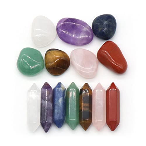 Wuawtyli Piedras de Chakra de Cristal curativo Natural para Terapia de Cristal,curación de Chakras,meditación,Piedras preocupantes,relajación,decoración (14 Piezas de Piedras de Chakra)