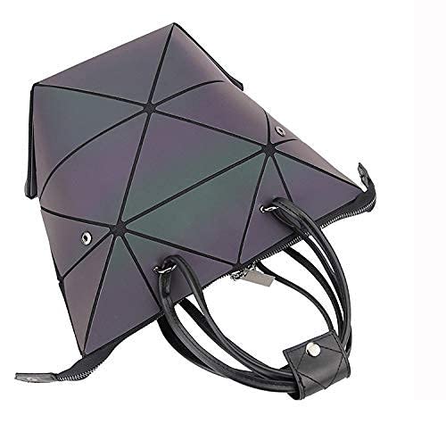 WUIOS - Juego de 3 bolsos geométricos luminosos para mujer y bolsos holográficos cruzados con cartera, Gris (Shoulder Bag), Medium