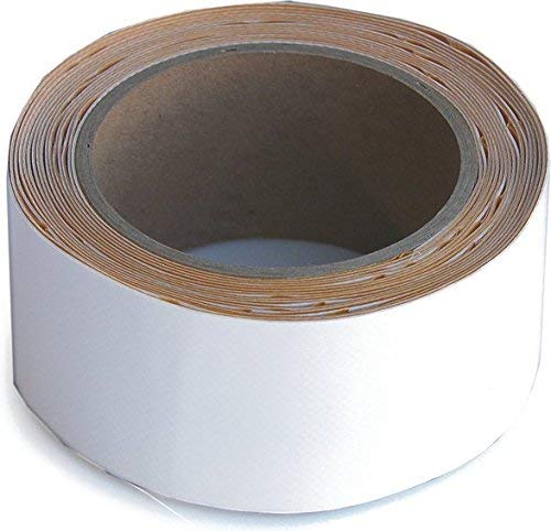 Wupsi Cinta de Reparación de PVC - para Lonas, Cubierta de Remolque, Invernadero, Toldo, Carpa, Tienda Campaña y Persianas - Blanco, 5 Cm X 5 M