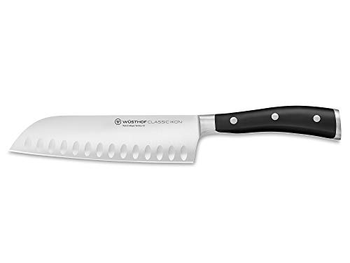 Wusthof Classic Ikon (1040331317) - Santoku, Longitud de Hoja de 17 cm, Alveolado, Forjado, Acero Inoxidable de Calidad, Cuchillo de Cocina de Estilo Asiático, Filoso