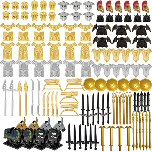 WWEI Juego de 129 cascos de caballero y armas personalizadas para minifiguras del equipo de policía SWAT WW2, armas militares compatibles con Lego