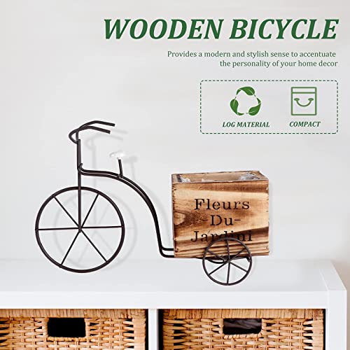 WYDM Jardinera de Flores para Bicicleta, jardineras rústicas para Patio, macetas para Plantas, jardín, decoración de Interiores y Exteriores (Blanco, tamaño Grande, Estilo Aleatorio) (Madera Grande)