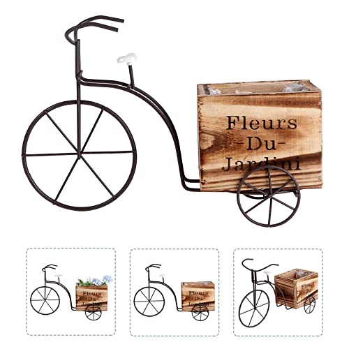 WYDM Jardinera de Flores para Bicicleta, jardineras rústicas para Patio, macetas para Plantas, jardín, decoración de Interiores y Exteriores (Blanco, tamaño Grande, Estilo Aleatorio) (Madera Grande)