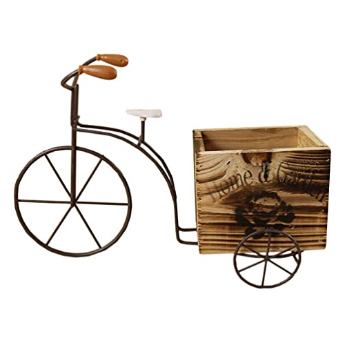 WYDM Jardinera de Flores para Bicicleta, jardineras rústicas para Patio, macetas para Plantas, jardín, decoración de Interiores y Exteriores (Blanco, tamaño Grande, Estilo Aleatorio) (Madera Grande)