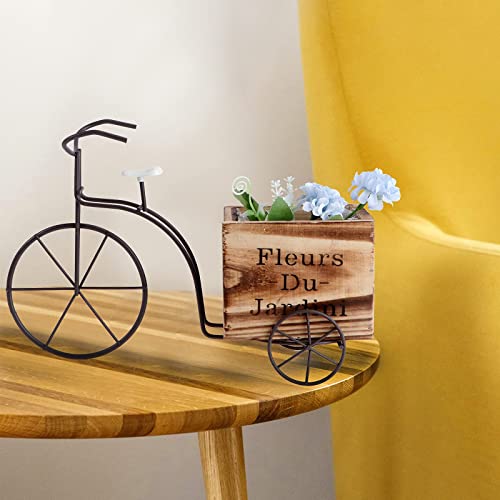 WYDM Jardinera de Flores para Bicicleta, jardineras rústicas para Patio, macetas para Plantas, jardín, decoración de Interiores y Exteriores (Blanco, tamaño Grande, Estilo Aleatorio) (Madera Grande)