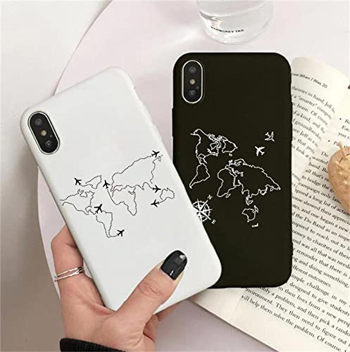 WZSCH World Map Phone Case para iPhone 13 12 11 Pro X XR XS MAX 8 7 Plus Travel Couple TPU Cover SE 2020 Fundas paraiPhone7Plus / 8Plus G