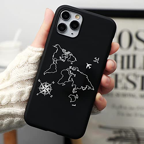 WZSCH World Map Phone Case para iPhone 13 12 11 Pro X XR XS MAX 8 7 Plus Travel Couple TPU Cover SE 2020 Fundas paraiPhone7Plus / 8Plus G