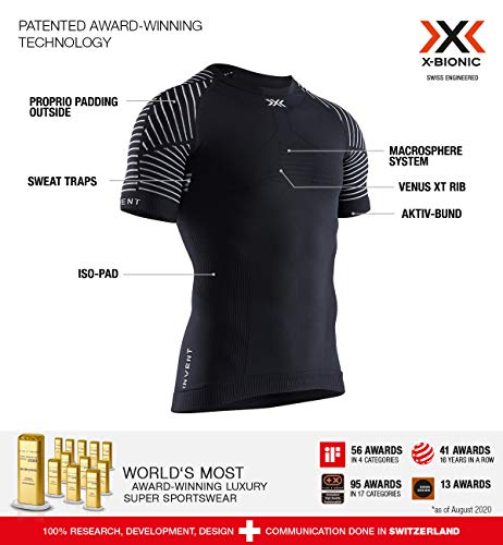 X-Bionic M/C Invent Round Neck Camiseta, Hombre, Negro, L