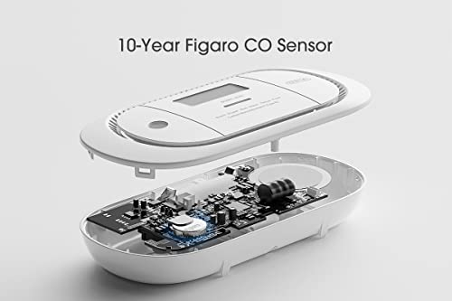 X-Sense Alarma detectora de monóxido de Carbono con Pantalla LCD Digital, Alarma detectora de CO operada con batería de 10 años con Memoria de Valor Pico, XC01